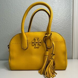 TORY BURCH Yellow Pebbled Leather Shoulder Bag